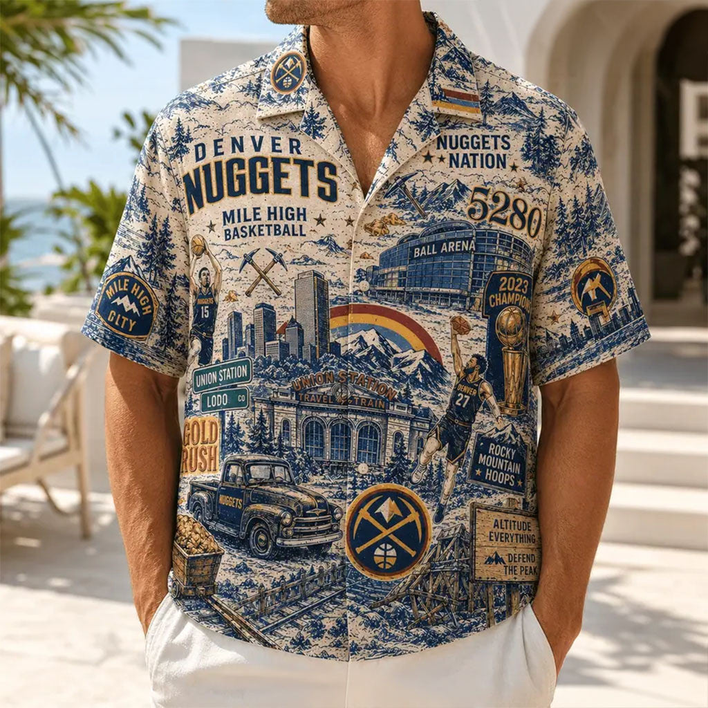 Denver Nuggets Tropical Vibes Hawaiian Shirt Nuggets Merch Gifts For Basketball Fan - Merchluma