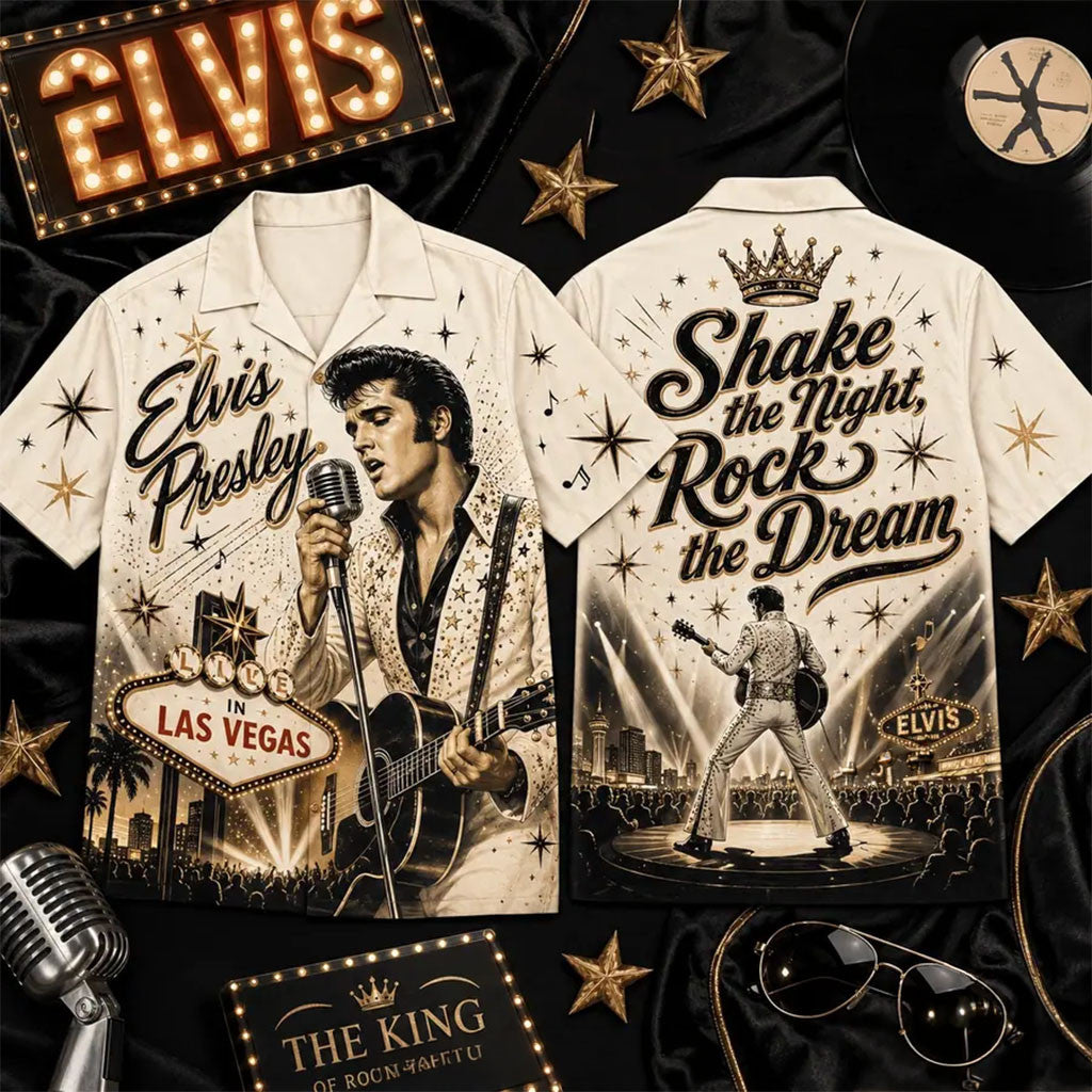 Elvis Presley Shake The Night Rock The Dream Hawaiian Shirt Elvis Presley Merch Gifts For Fan - Merchluma