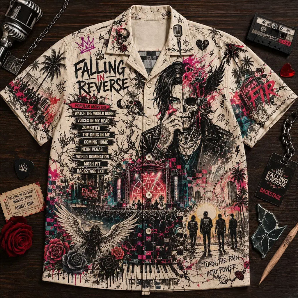 Falling Reverse Rock Classic Hawaiian Shirt Falling In Reverse Merch Gifts For Rock Fans - Merchluma