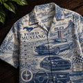 Ford Mustang Summer Tropical Hawaiian Shirt Vintage Button Up Shirt Merch Car Lovers Gifts - Merchluma
