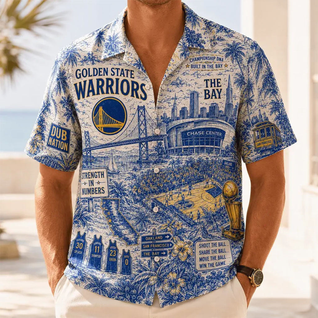 Golden State Warriors Tropical Vibes Hawaiian Shirt Warriors Merch Gifts For Basketball Fan - Merchluma
