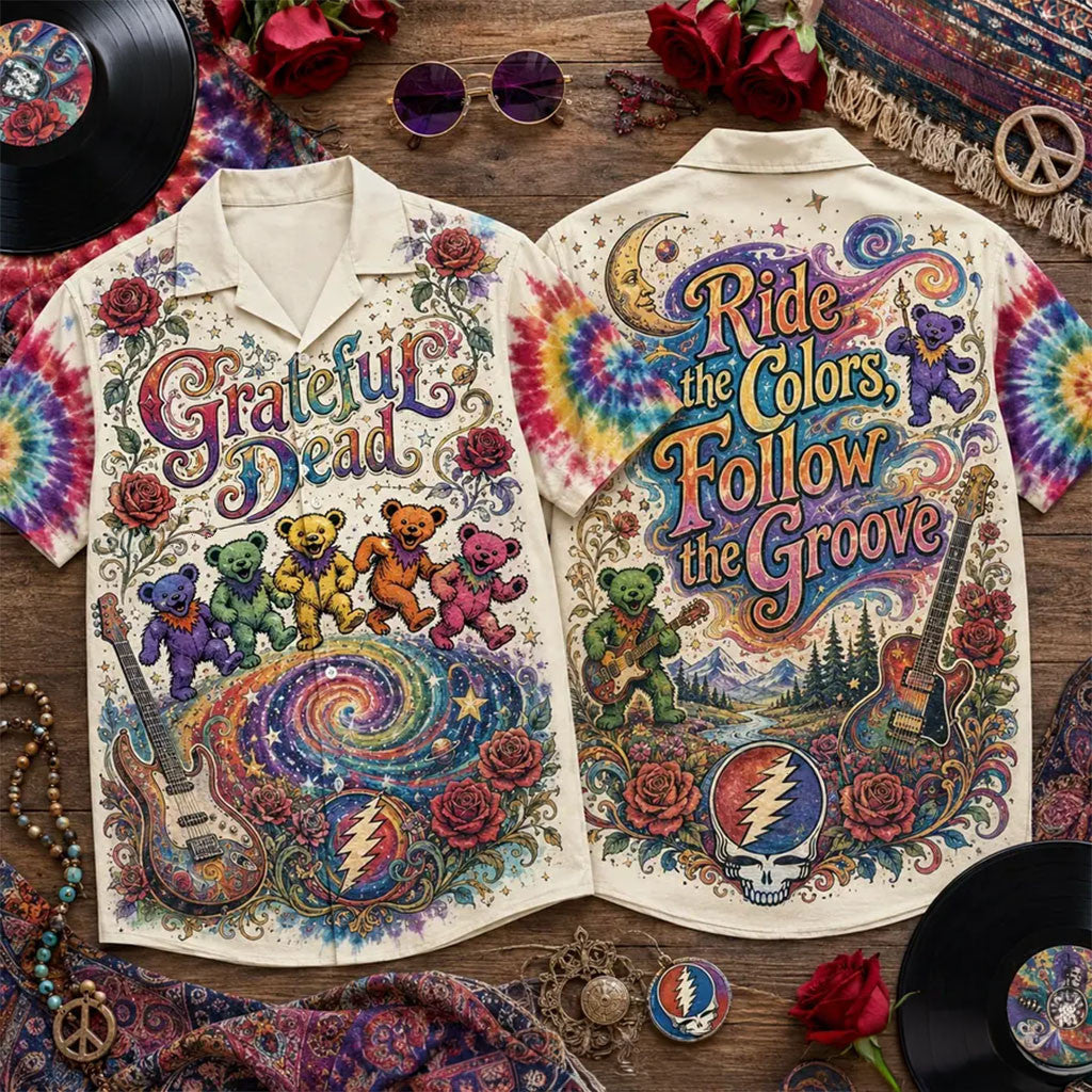 Grateful Dead Ride The Colors Follow The Groove Hawaiian Shirt Grateful Dead Merch Him Gifts - Merchluma