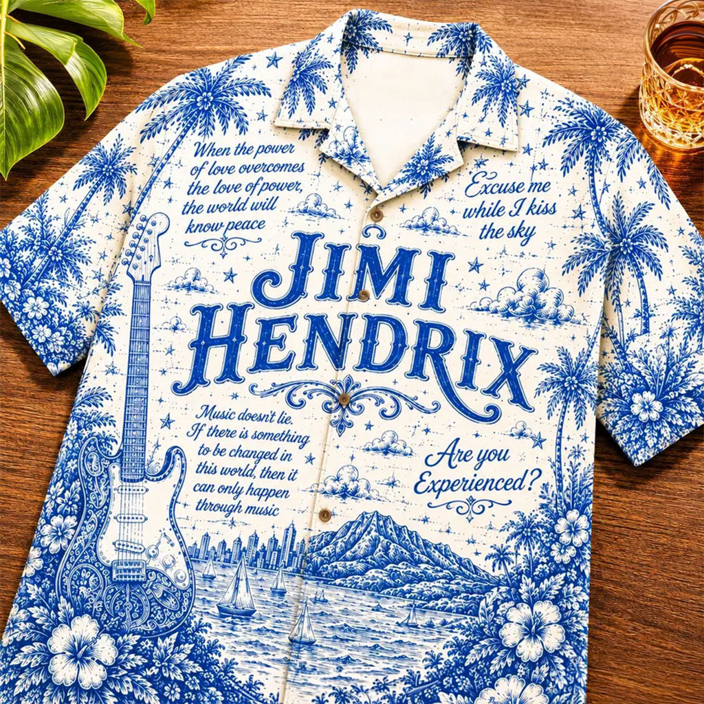 Jimi Hendrix Tropical Blue Hawaiian Shirt Jimi Hendrix Merch Best Gifts For Music Lovers - Merchluma