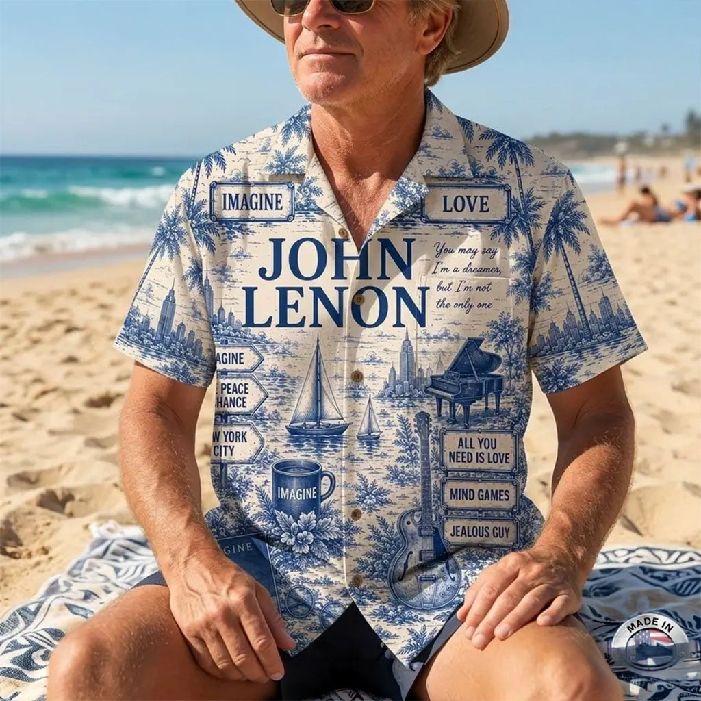 John Lennon Vintage Tropical Hawaiian Shirt John Lennon Merch Summer Gifts For Music Fans - Merchluma