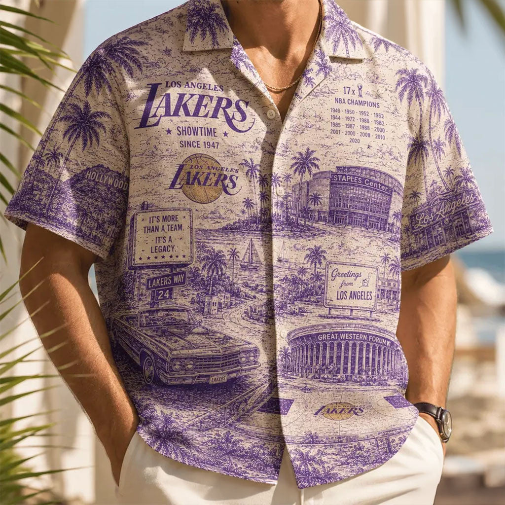 Los Angeles Lakers Tropical Vibes Hawaiian Shirt Lakers Merch Gifts For Basketball Fan - Merchluma