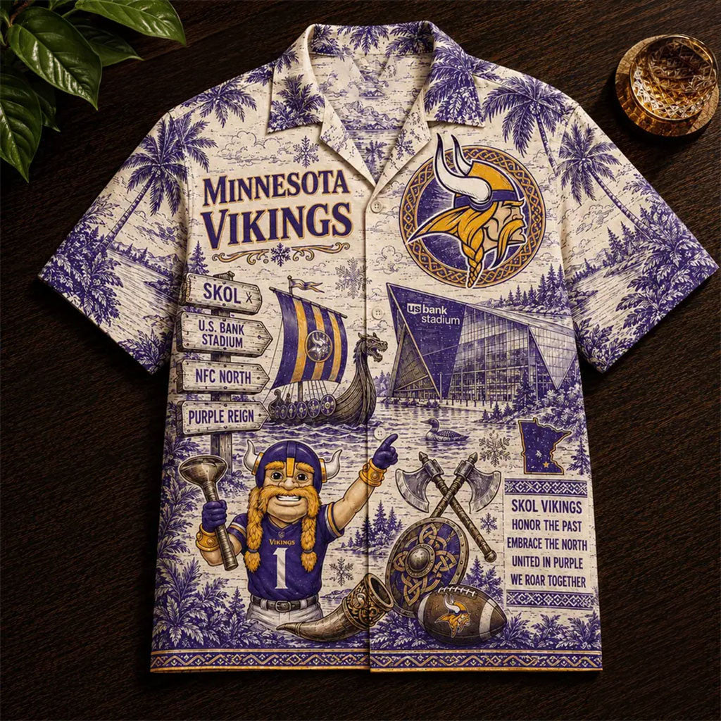 Minnesota Vikings Vintage Tropical Hawaiian Shirt Vikings Merch Gifts For Brother - Merchluma