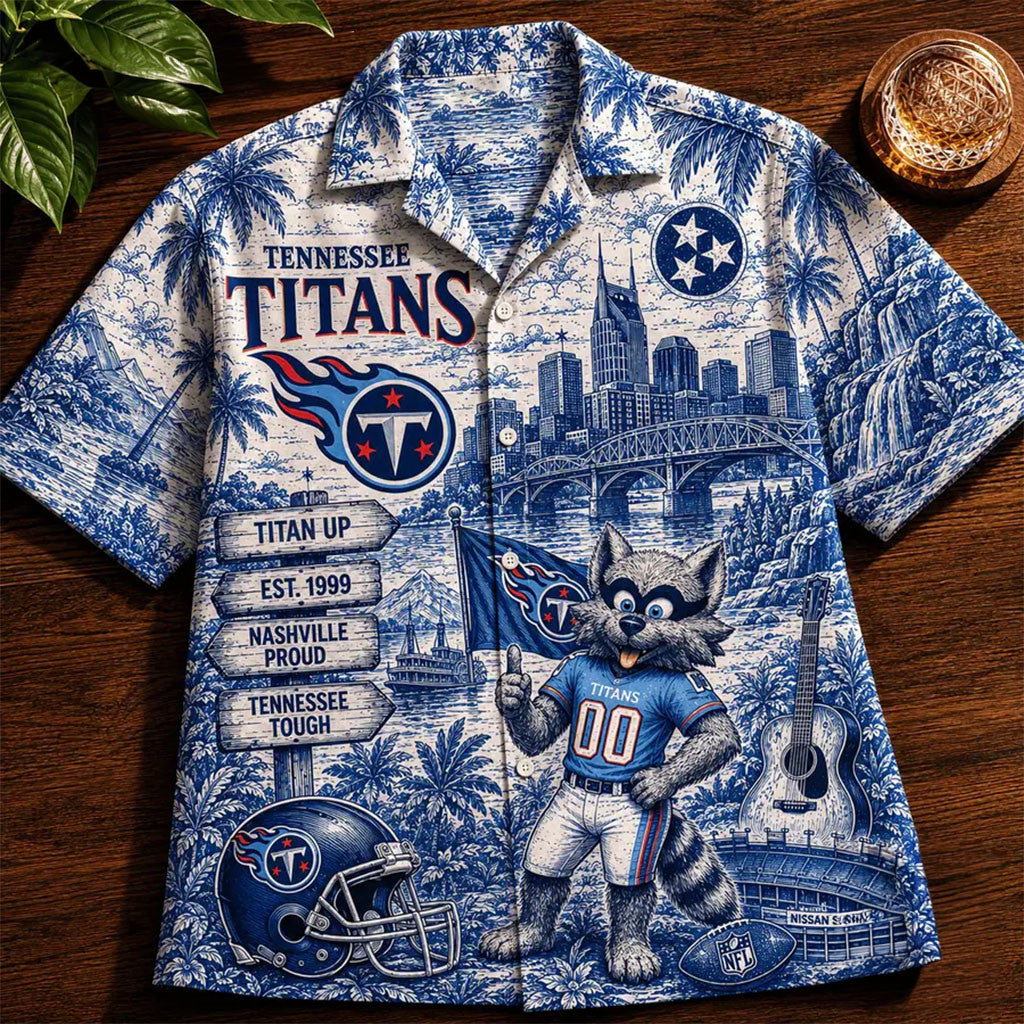 Tennessee Titans Vintage Tropical Hawaiian Shirt Titans Merch Football Fan Gift Ideas - Merchluma