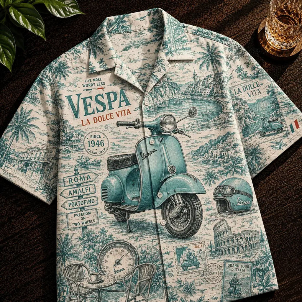 Vespa Summer Tropical Hawaiian Shirt Cool Summer Shirt Gifts For Car Lovers - Merchluma