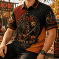 AC DC X Halloween Merch Shock Or Treat Polo Shirt Scary Halloween Outfits Gift For Band Fans - Merchluma