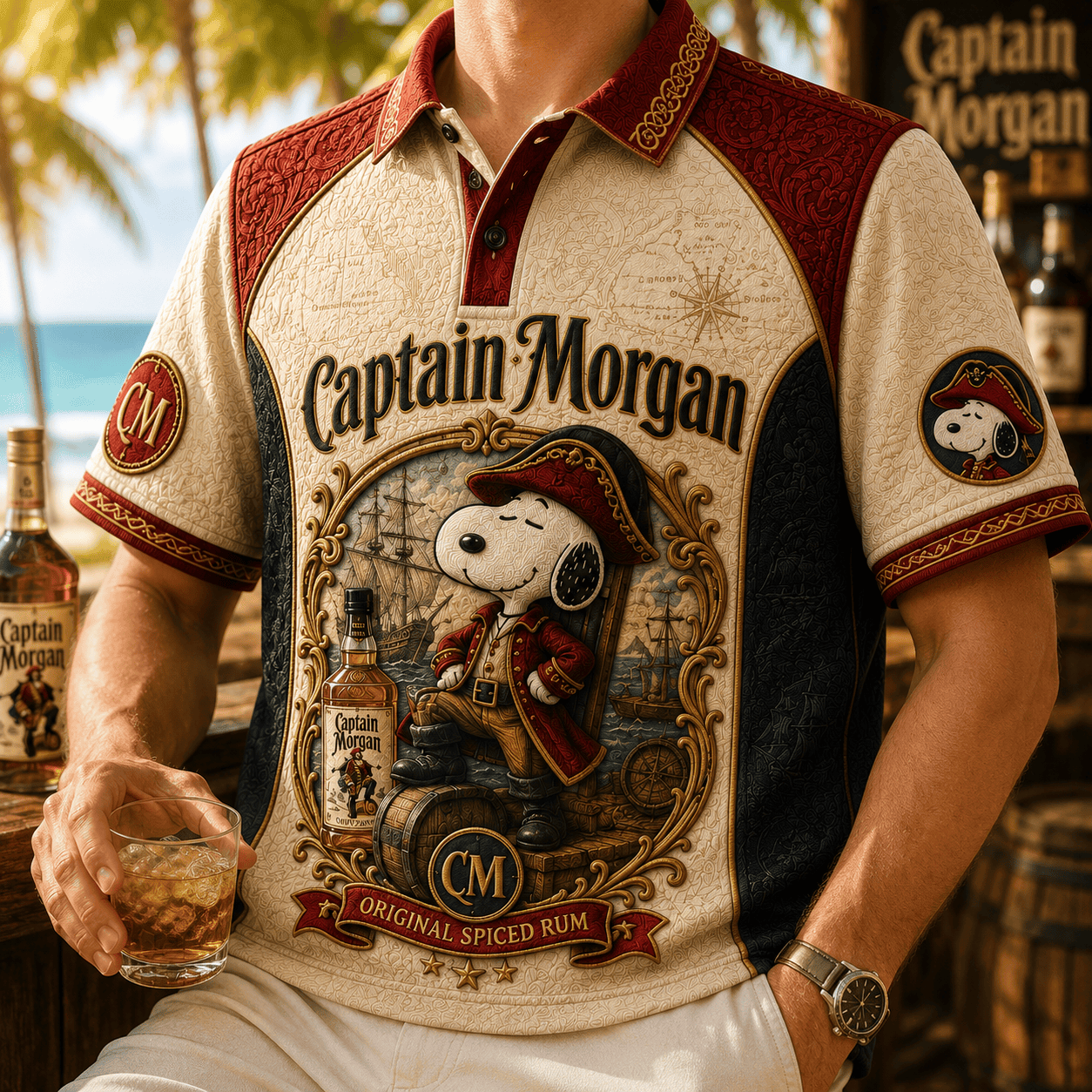 Captain Morgan X Snoopy Polo Shirt Original Spiced Rum Polos Special Gifts For Him - Merchluma