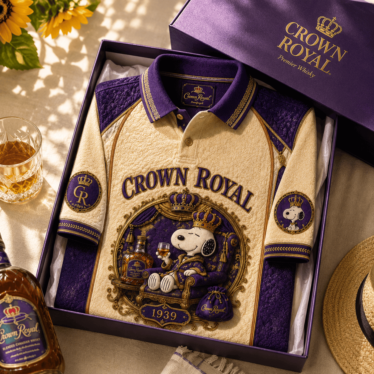 Crown Royal X Snoopy Polo Shirt Whisky Lover Apparel Gifts Ideas For Husband - Merchluma