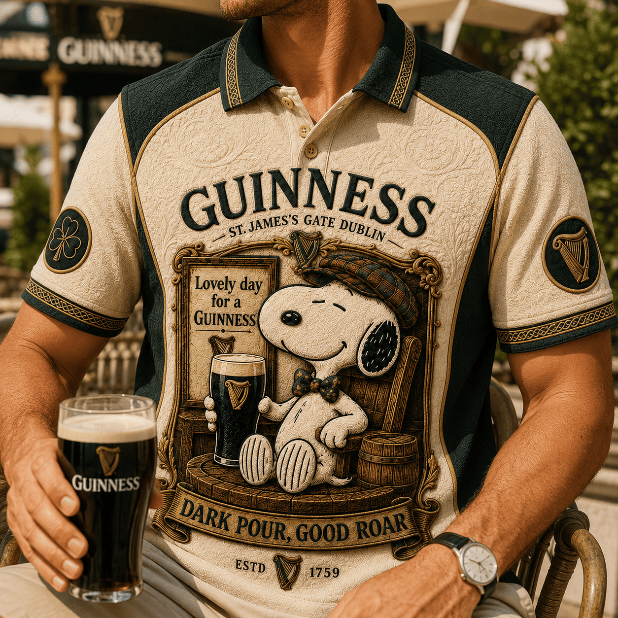 Guinness X Spooky Merch Dark Pour Good Roar Polo Shirt Special Gift For Brothers - Merchluma