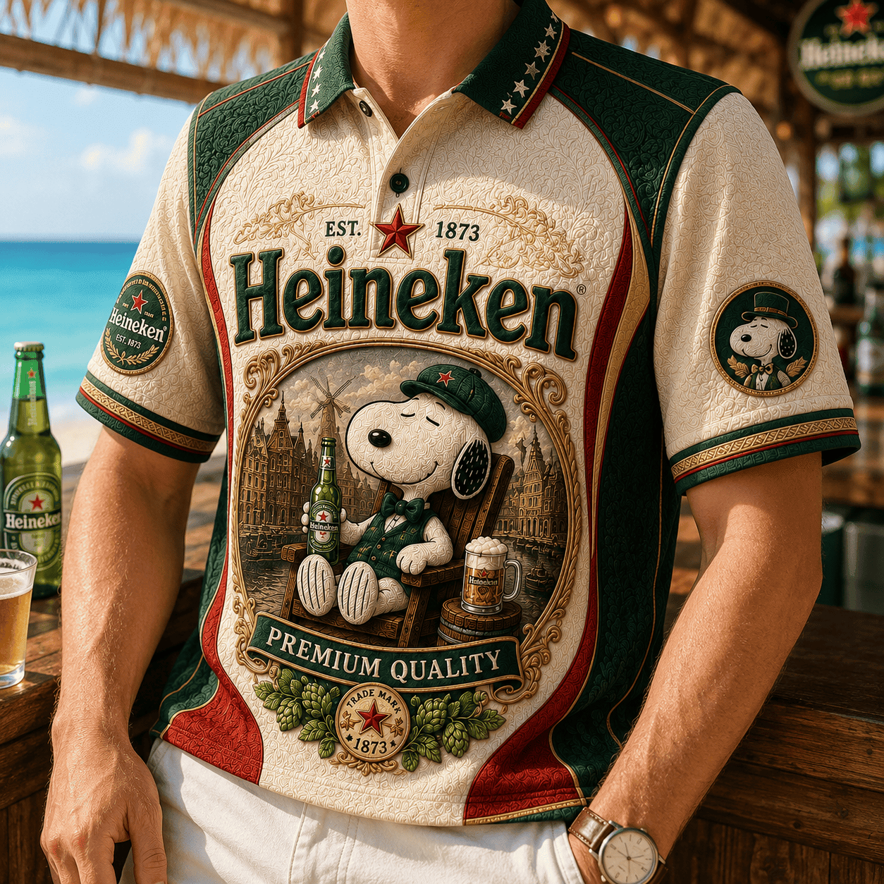 Heineken X Snoopy 2026 Premium Quality Polo Shirt Beer Lover Apparel Gift For Dad - Merchluma