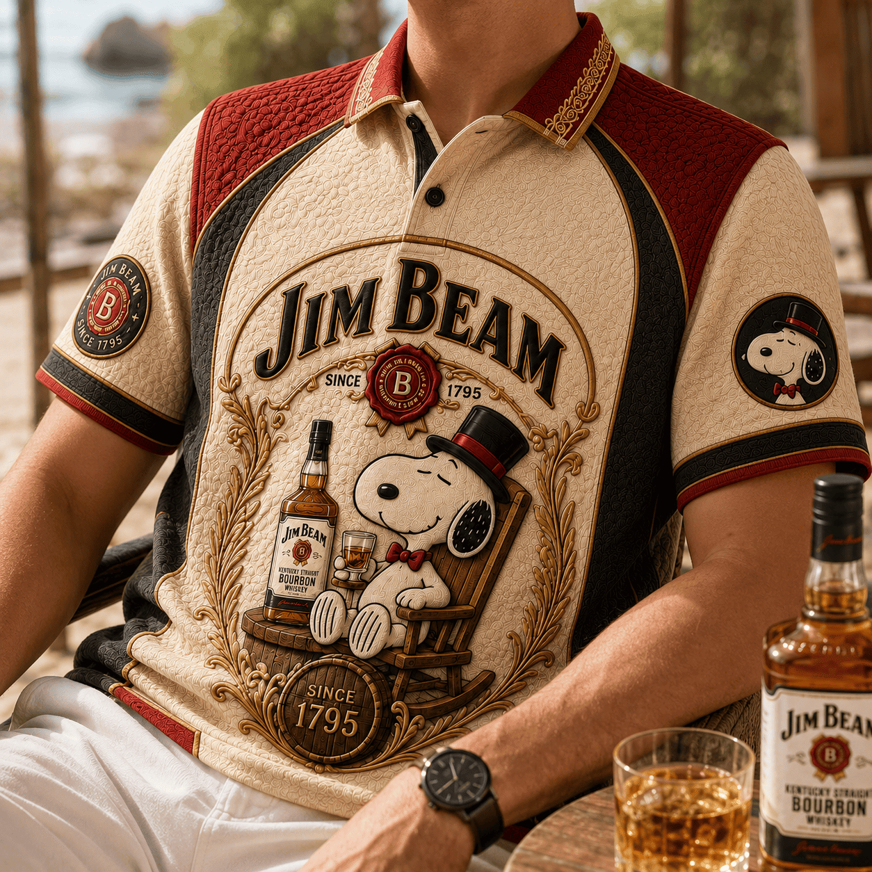 Jim Beam X Snoopy Polo Shirt Bourbon Lover Clothing Best Gift For Husband - Merchluma