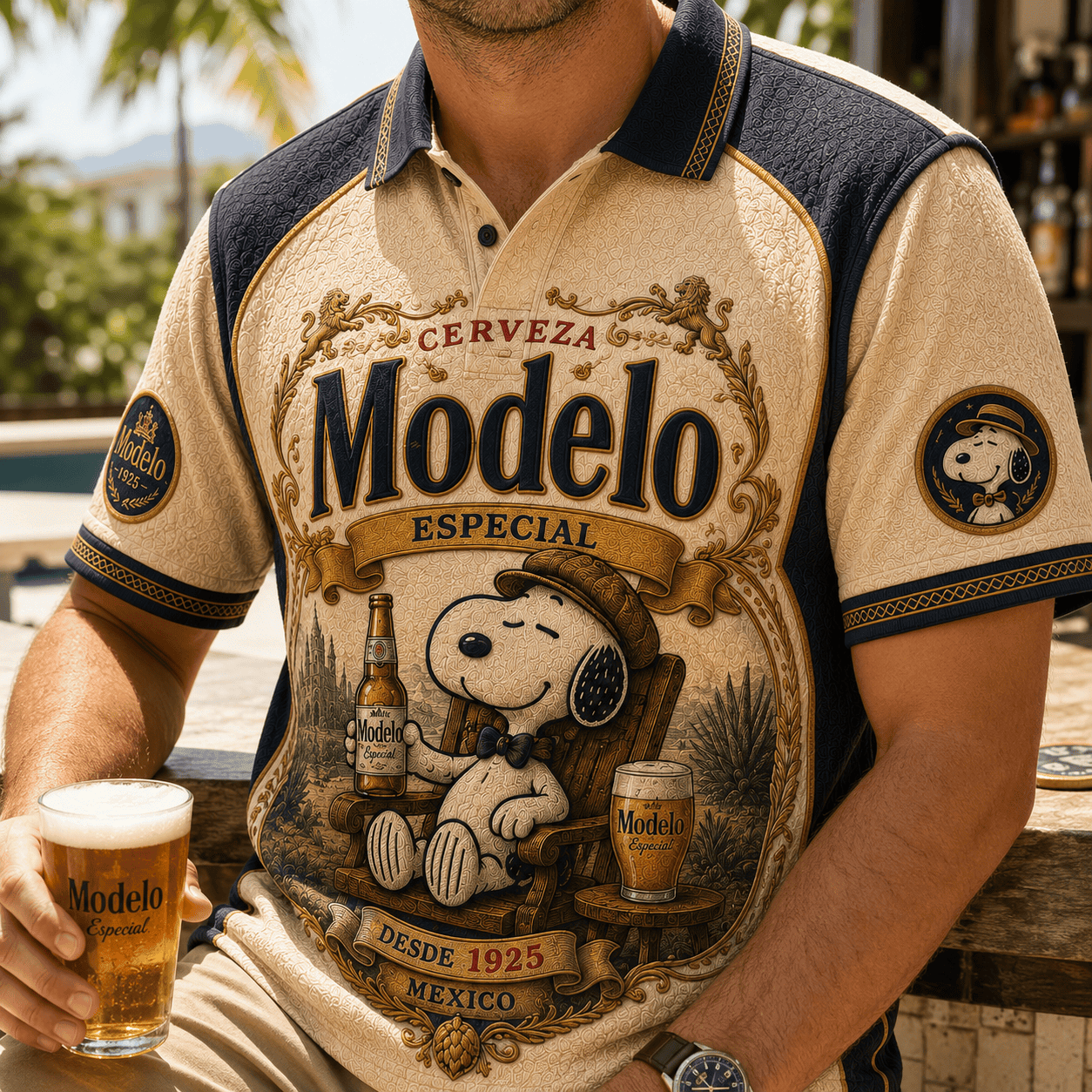 Modelo Especial Snoopy Polo Shirt Beer Lover Clothing Good Gifts For Boyfriend - Merchluma