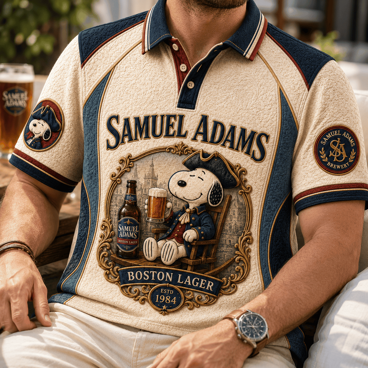 Samuel Adams X Snoopy Merch Boston Lager Polo Shirt Beer Lover Apparel Gift For Brothers - Merchluma