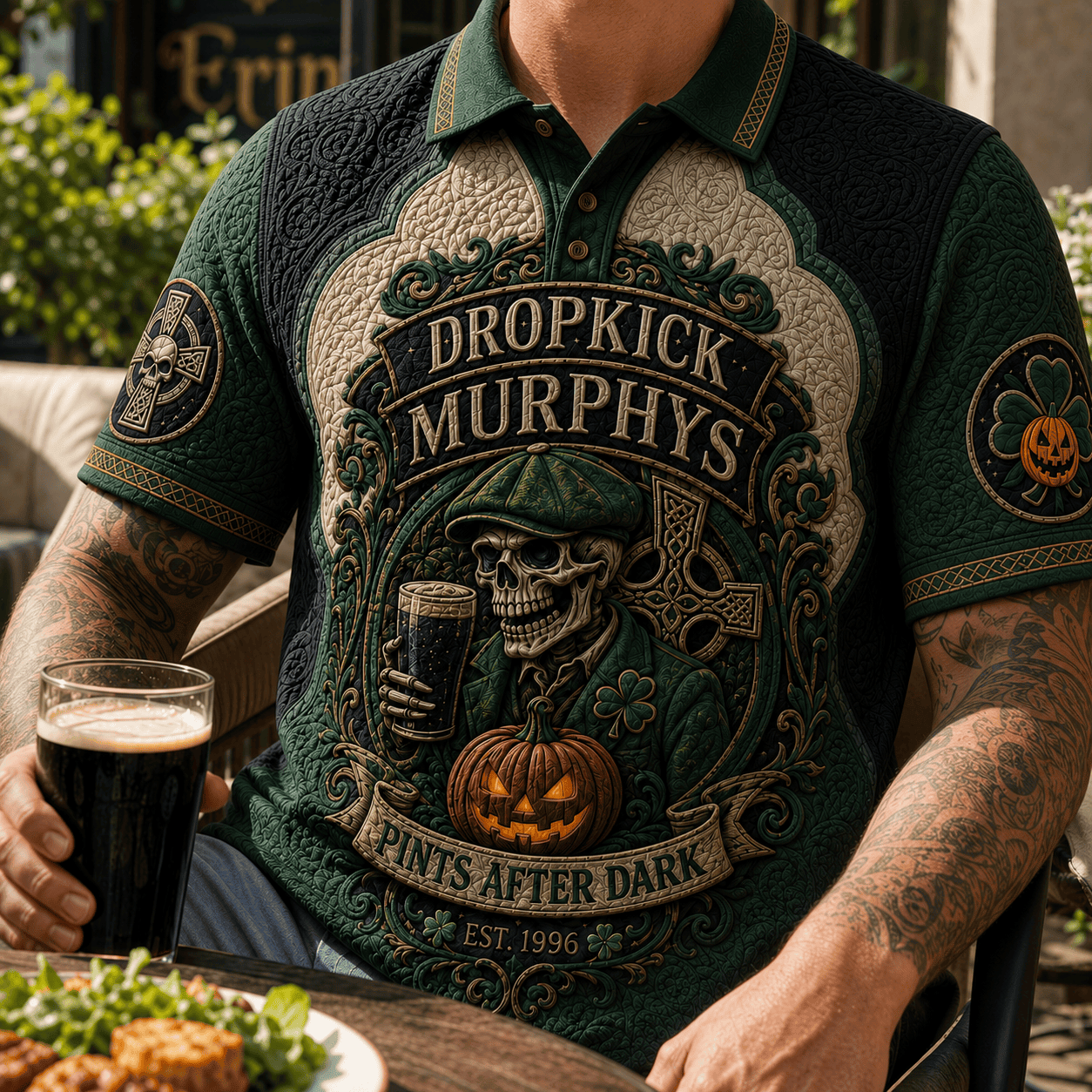Dropkick Murphys X Halloween Polo Shirt Pints After Dark Polos Dropkick Murphys Merch Fan Gifts - Merchluma