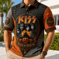 KISS Band X Halloween Merch Trick Or Treat Me Polo Shirt Halloween Themed Clothes Fan Gifts - Merchluma