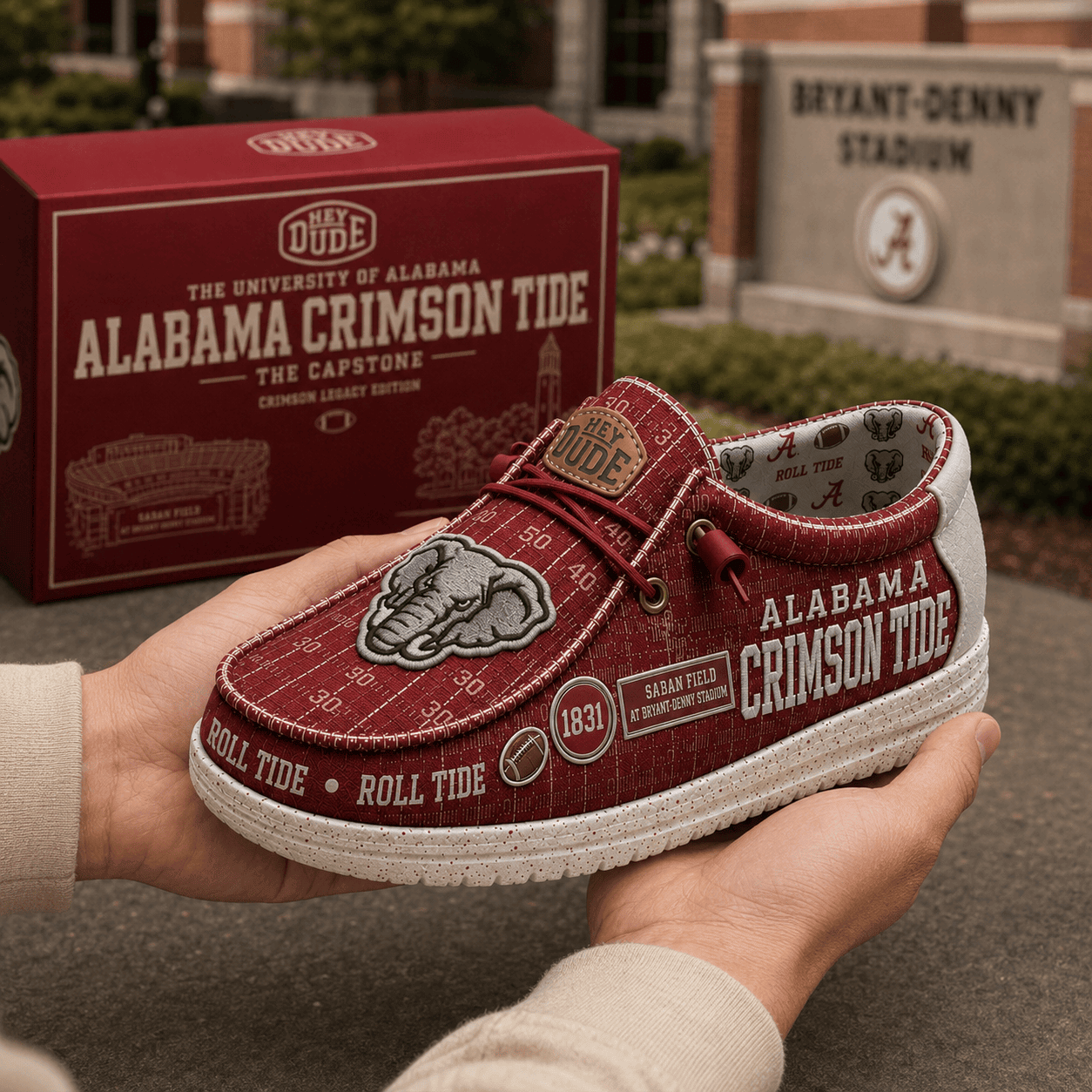 Alabama Crimson Tide Merch The University Alabama Football Shoes Red Gifts For Football Fan - Merchluma