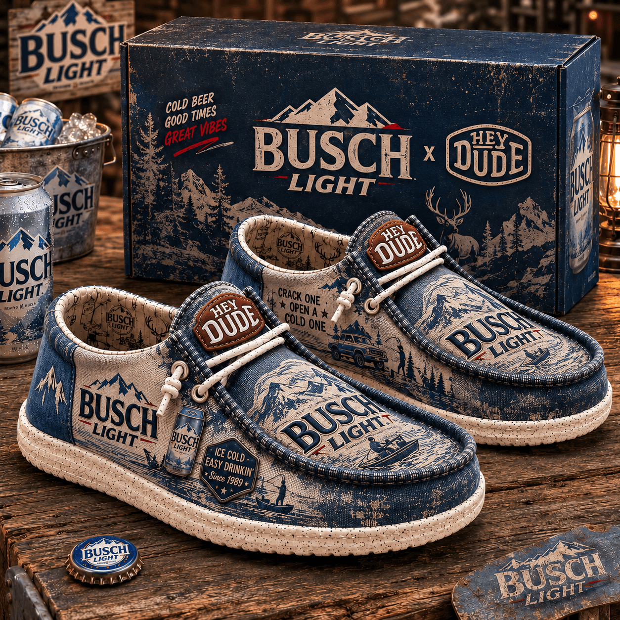 Busch Light Cold Beer Good Times Great Vibes Shoes Busch Light Merch Gifts For Him - Merchluma
