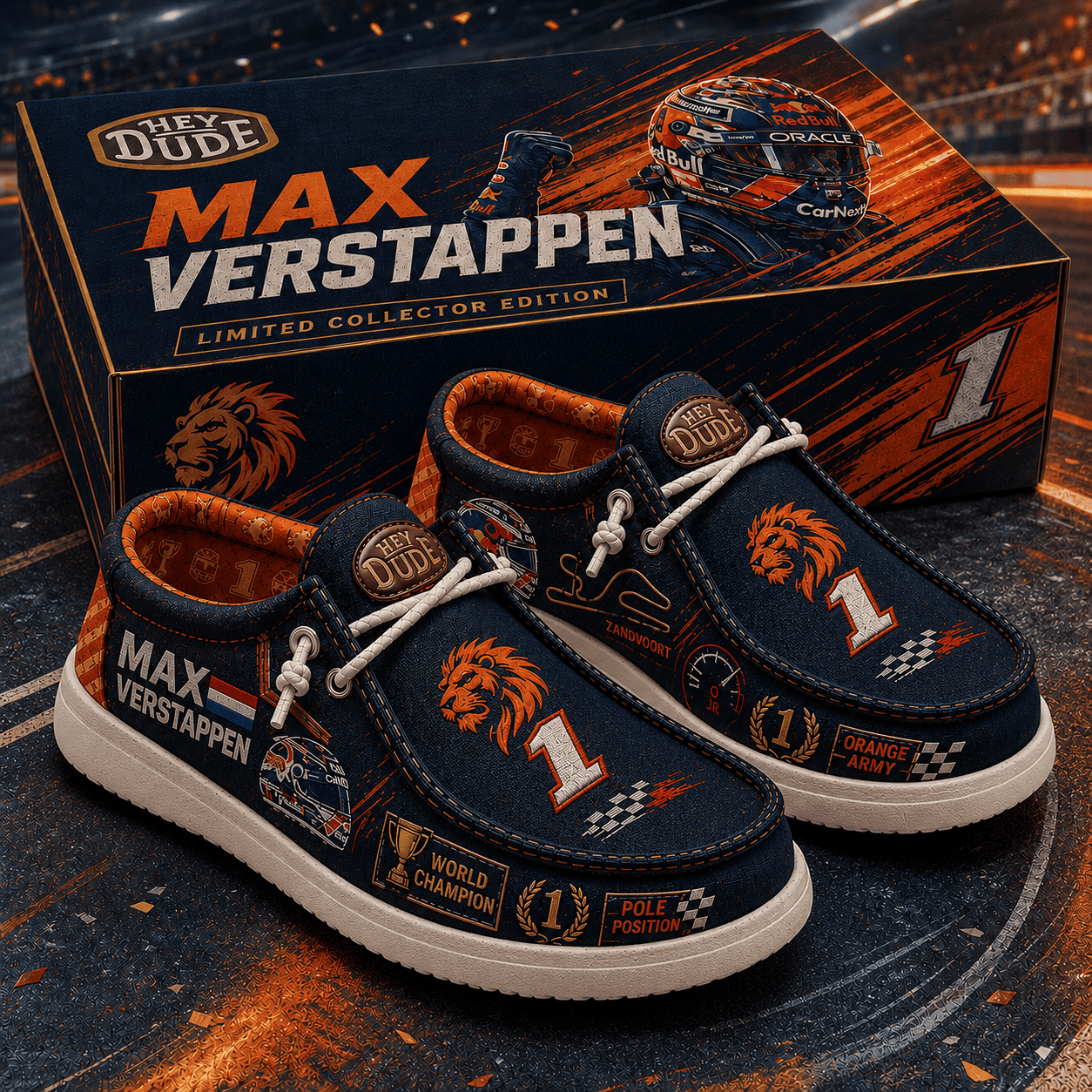 Max Verstappen World Champion Shoes Max Verstappen Merch Best Gifts For Racing Fan - Merchluma
