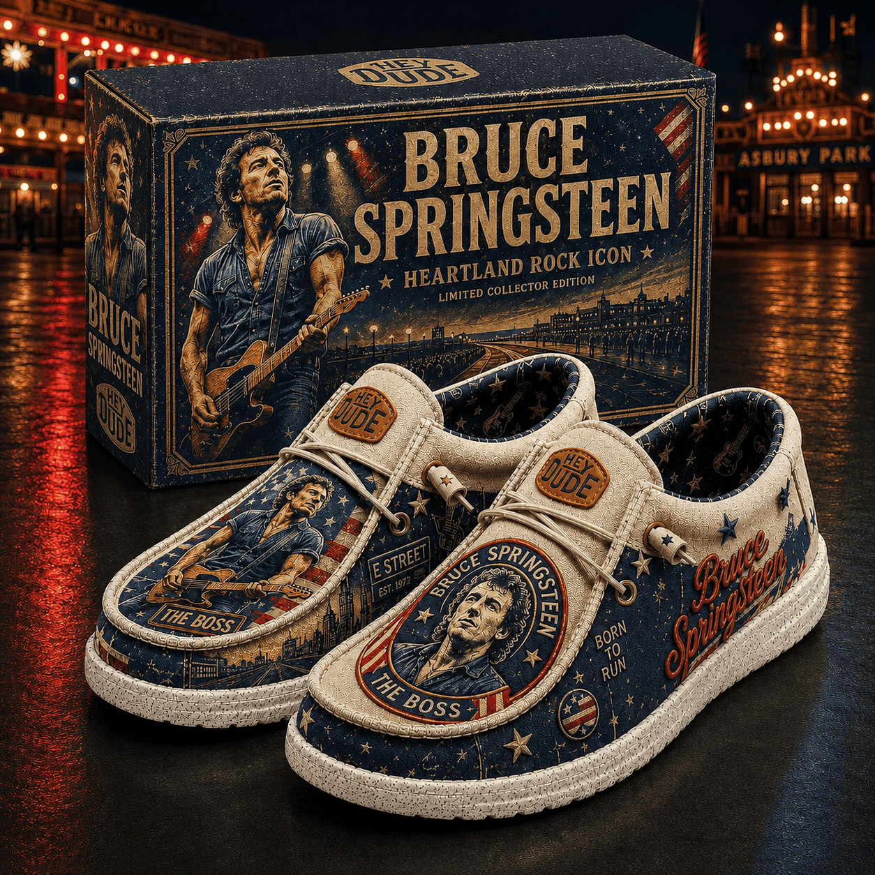 Bruce Springsteen Heartland Rock Icon Shoes Bruce Springsteen Merch Gifts For Music Fans - Merchluma