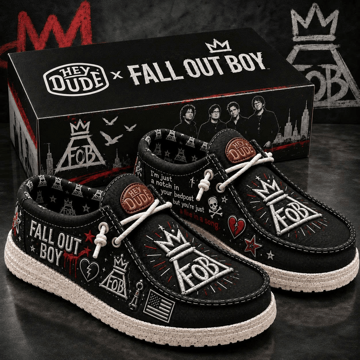 Fall Out Boy I'm Just A Notch In Your Bedpost Shoes Fall Out Boy Merch Gifts For Brother - Merchluma