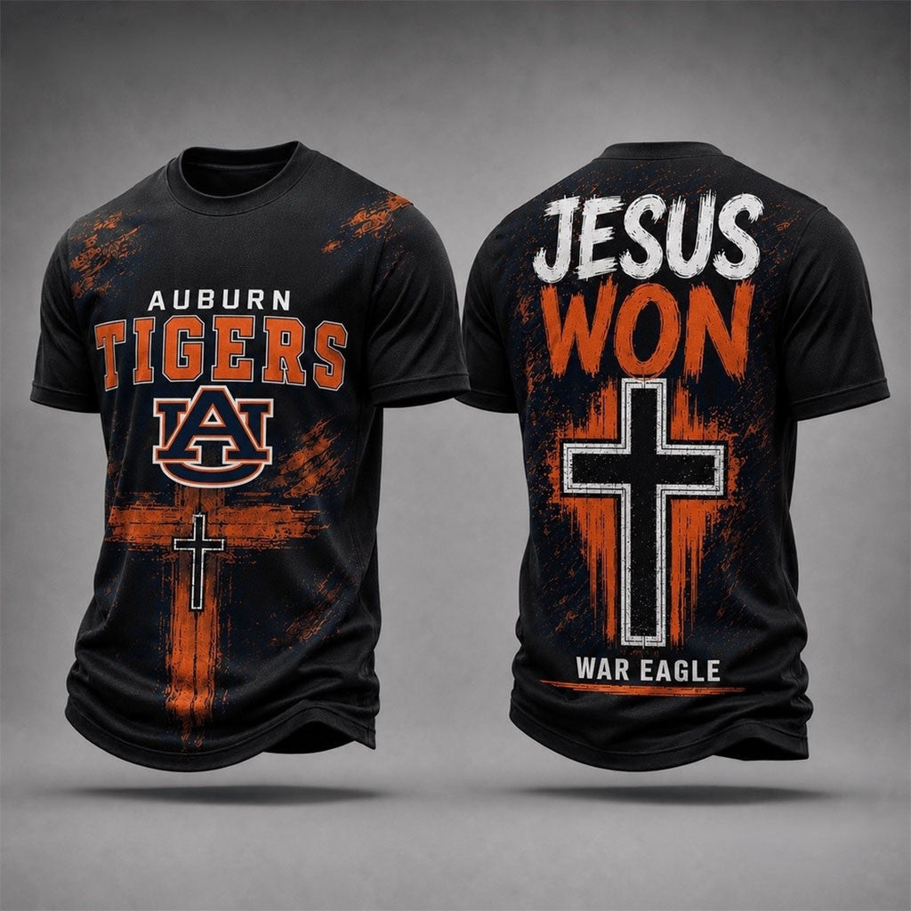 Auburn Tigers Jesus Won T-Shirt War Eagle Shirt Auburn Tigers Merch Gift For Faith Based - Merchluma