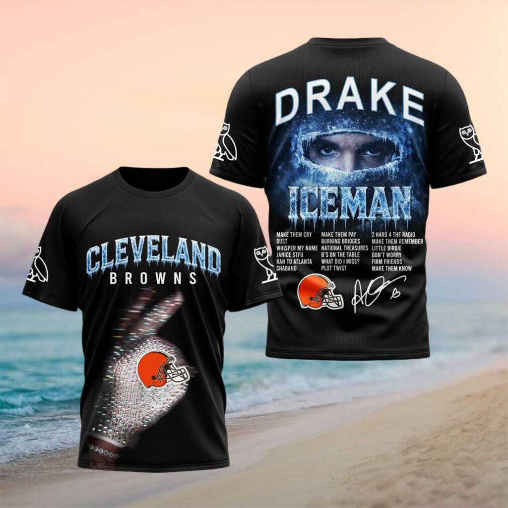Cleveland Browns Drake Iceman T-Shirt Hip Hop Shirt Cleveland Browns Merch Present For Fans - Merchluma