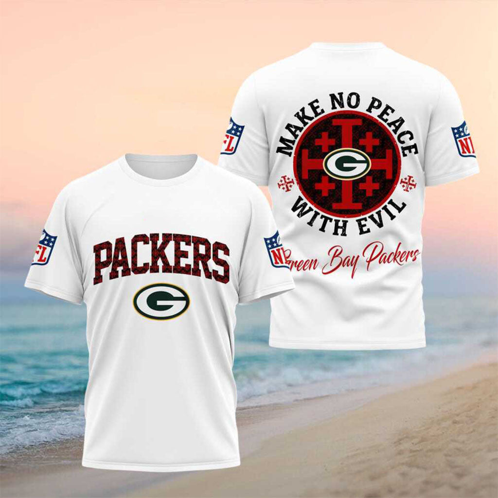 Green Bay Packers Make No Peace With Evil T-Shirt Packers Merch Present For Football Fans - Merchluma