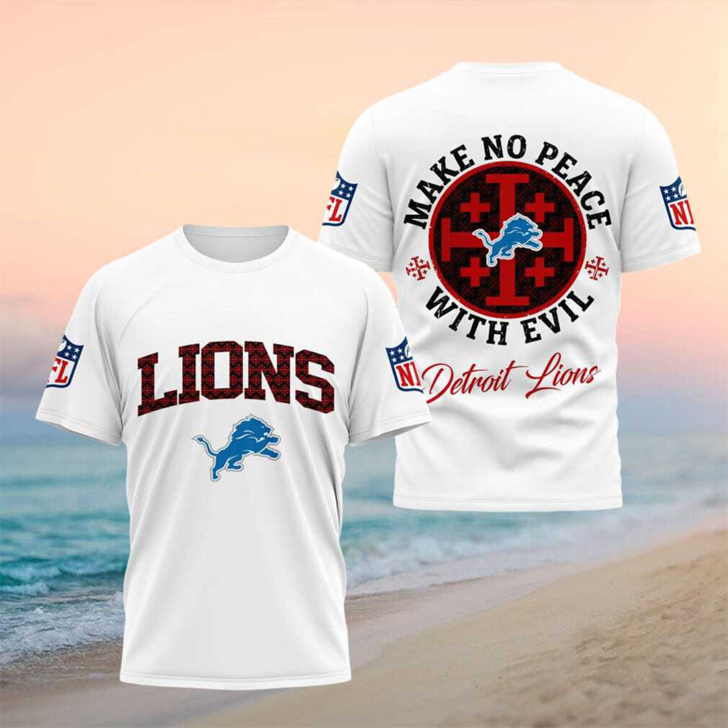 Detroit Lions Make No Peace With Evil Shirt Detroit Lions Merch Presents For Football Fans - Merchluma