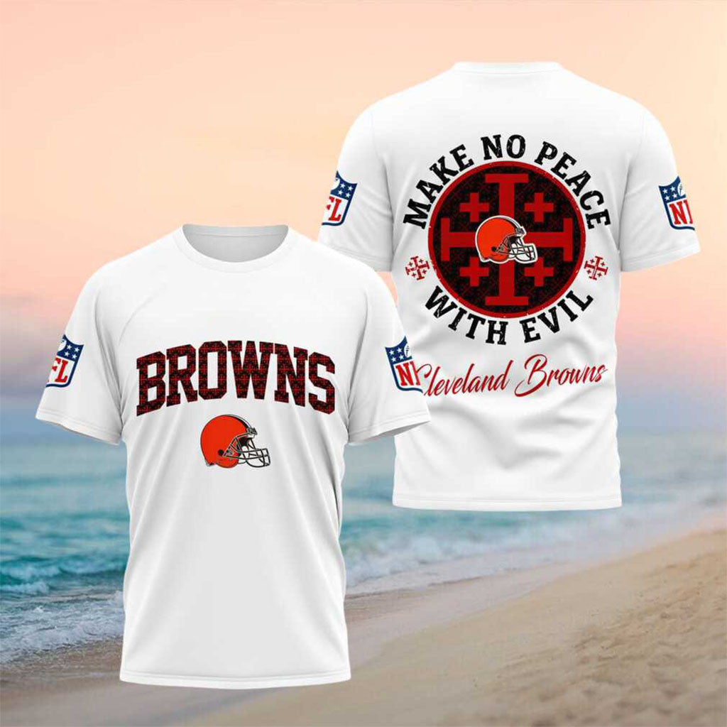 Cleveland Browns Make No Peace With Evil Faith Shirt Cleveland Browns Merch Football Fan Gifts - Merchluma