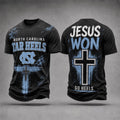 North Carolina Tar Heels Jesus Won T-Shirt Go Heels Merch Gift Ideas For Religious - Merchluma