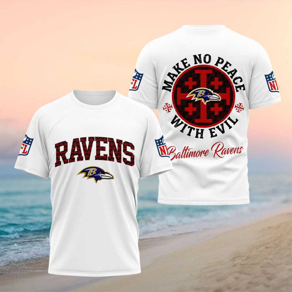 Baltimore Ravens Make No Peace With Evil Faith Shirt Baltimore Football Merch Game Day Gifts - Merchluma