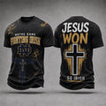 Notre Dame Fighting Irish Jesus Won T-Shirt Go Irish T-Shirt Notre Dame Merch Faith Gifts - Merchluma