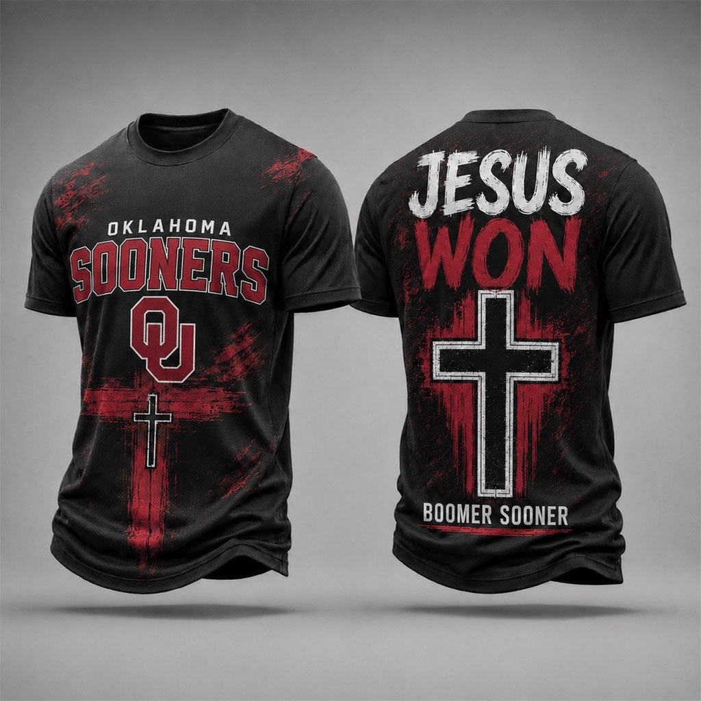 Oklahoma Sooners Jesus Won T-Shirt Boomer Sooner Shirt Oklahoma Sooners Merch Faith Gifts - Merchluma