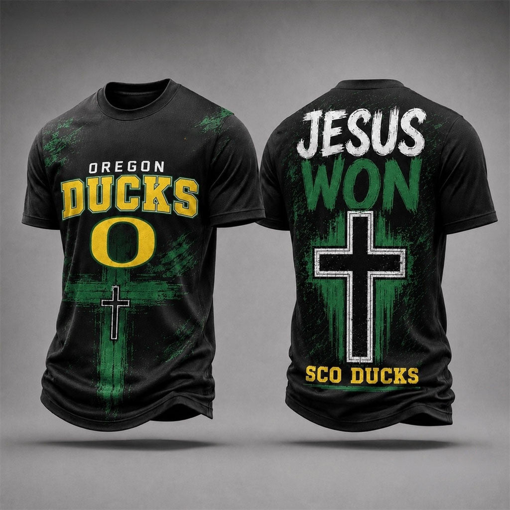 Oregon Ducks Jesus Won T-Shirt Faith Based Shirt Oregon Ducks Merch Gift For Brothers - Merchluma