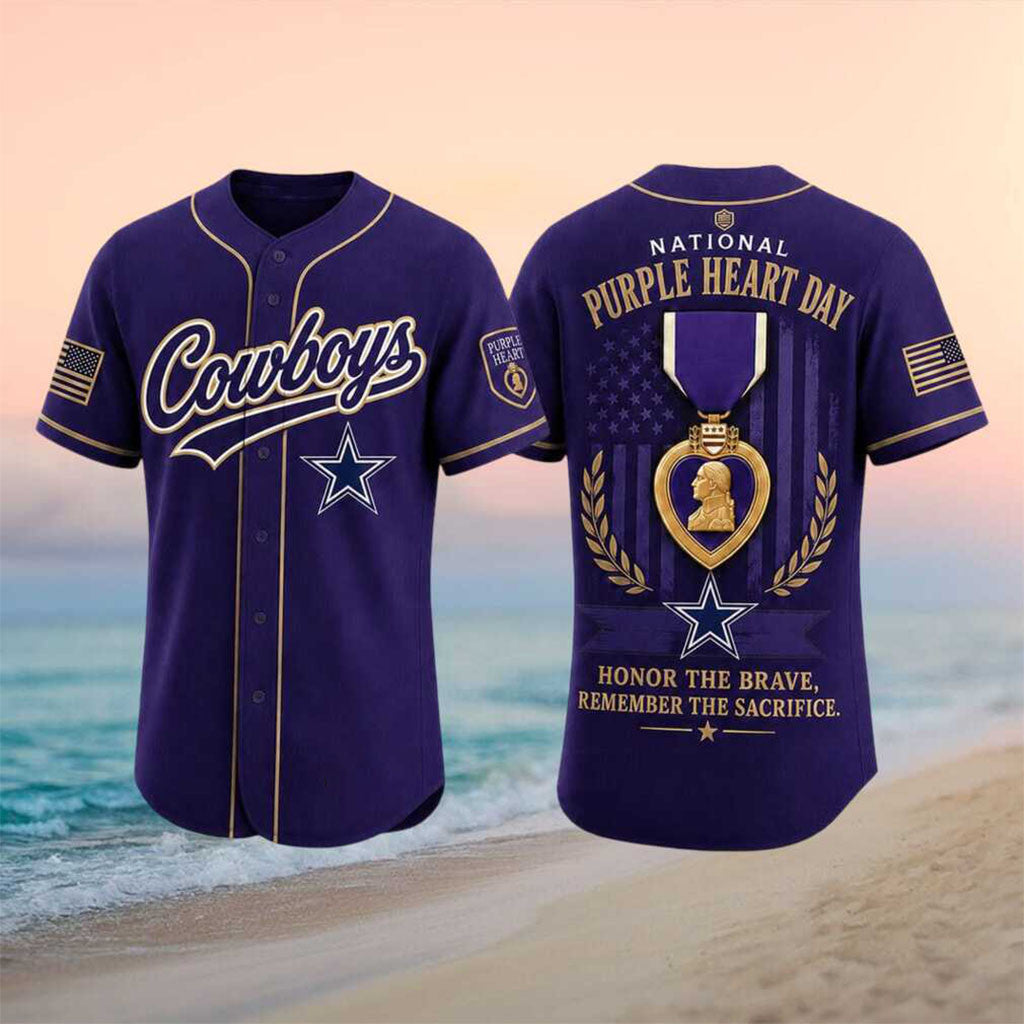 Dallas Cowboys Purple Heart Day Honor The Brave Baseball Jersey Dallas Cowboys Merch Fan Gifts - Merchluma