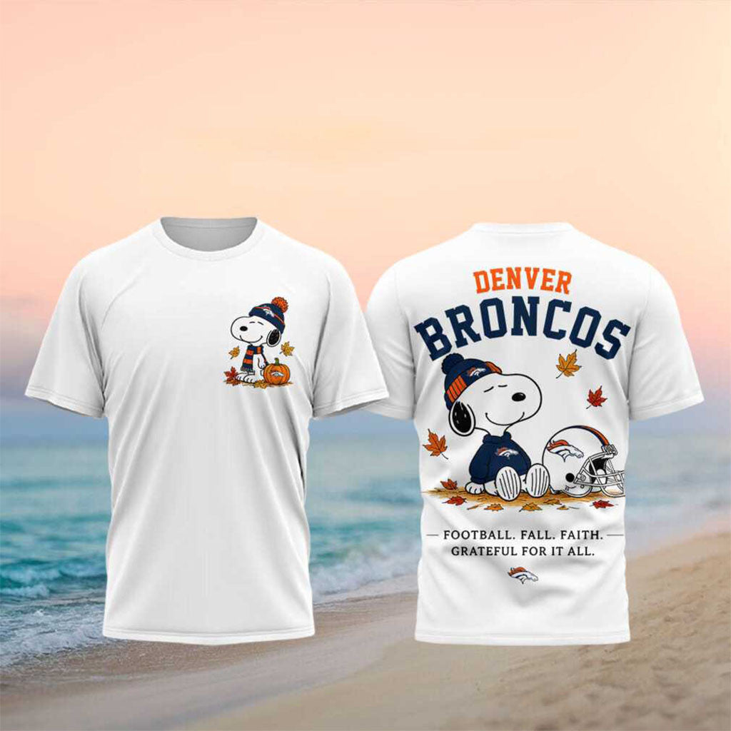 Denver Broncos Snoopy Football Fall Faith Shirt Denver Broncos Merch Gift For Football Lovers - Merchluma