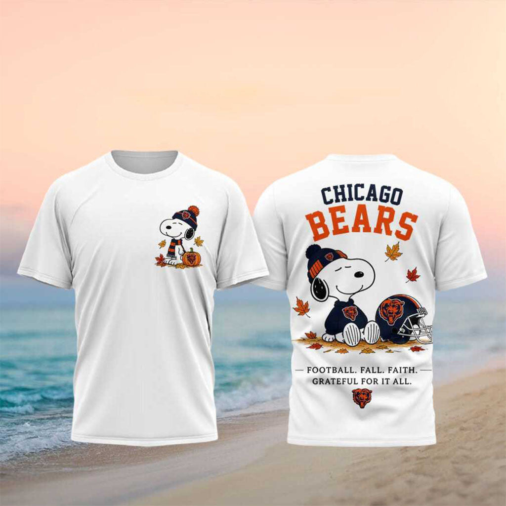 Chicago Bears Snoopy Football Fall Faith Shirt Chicago Bears Merch Autumn Gift For Fans - Merchluma