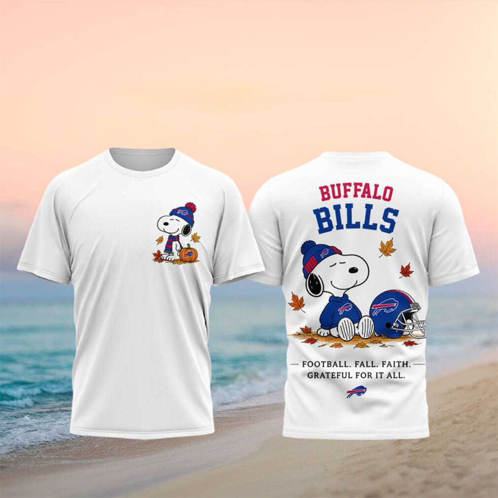 Buffalo Bills Snoopy Football Fall Faith Shirt Grateful For It All Shirts Buffalo Bills Merch - Merchluma