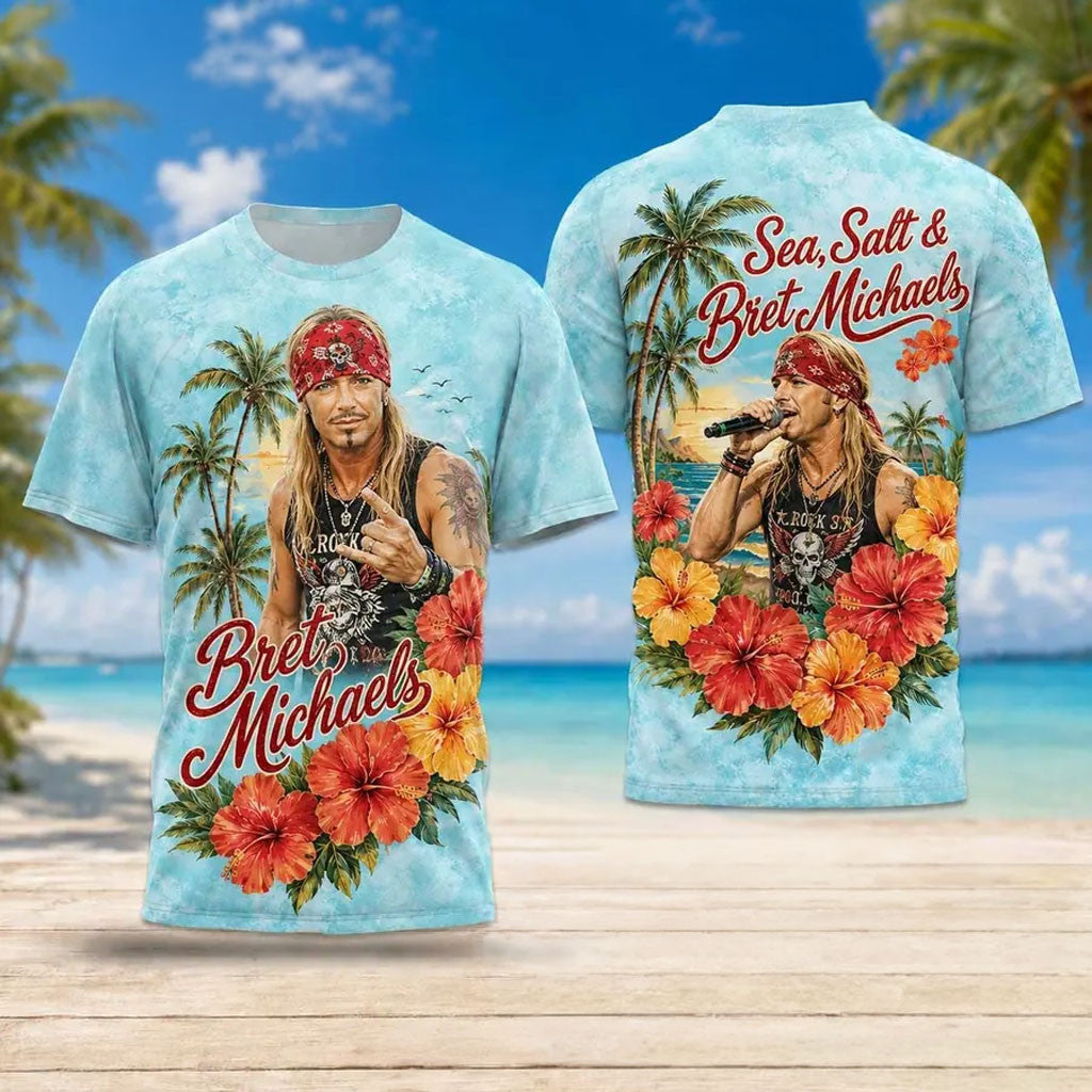 Bret Michaels Tropical Vibes T-Shirt Bret Michaels Merch Gift Ideas For Music Lovers - Merchluma
