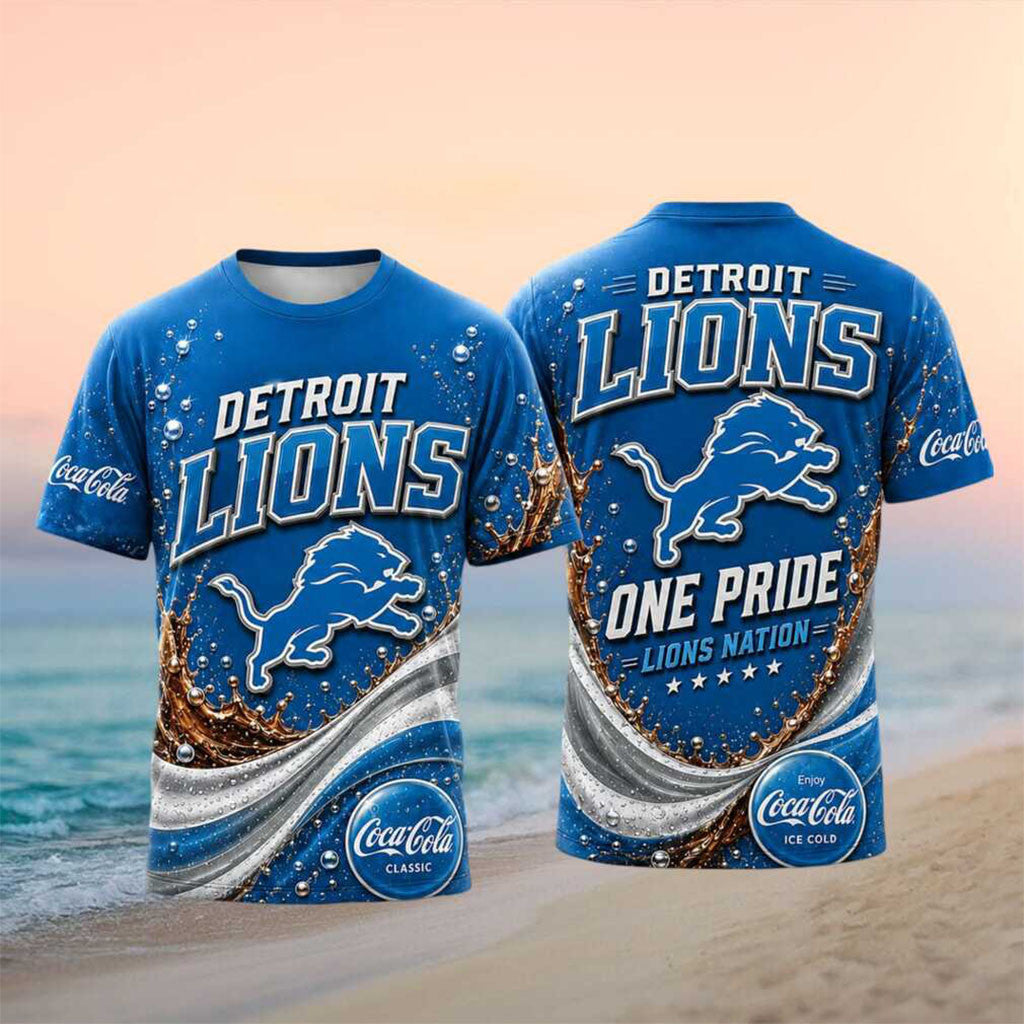 Detroit Lions One Pride Lions Nation Soda Splash Football Shirt Detroit Lions Merch Fan Gifts - Merchluma