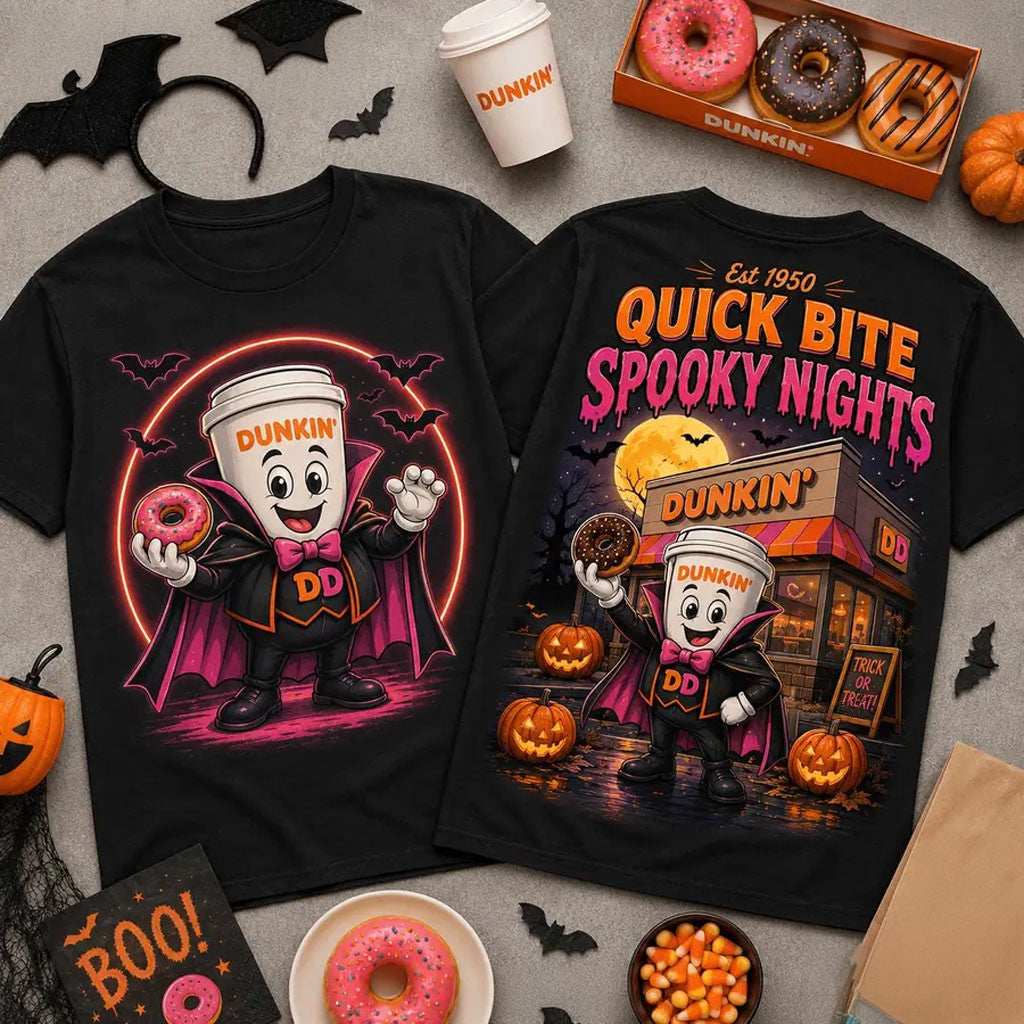 Dunkin Donuts Quick Sip Spooky Night Halloween 2026 T-Shirt Halloween Ideas For Gifts - Merchluma