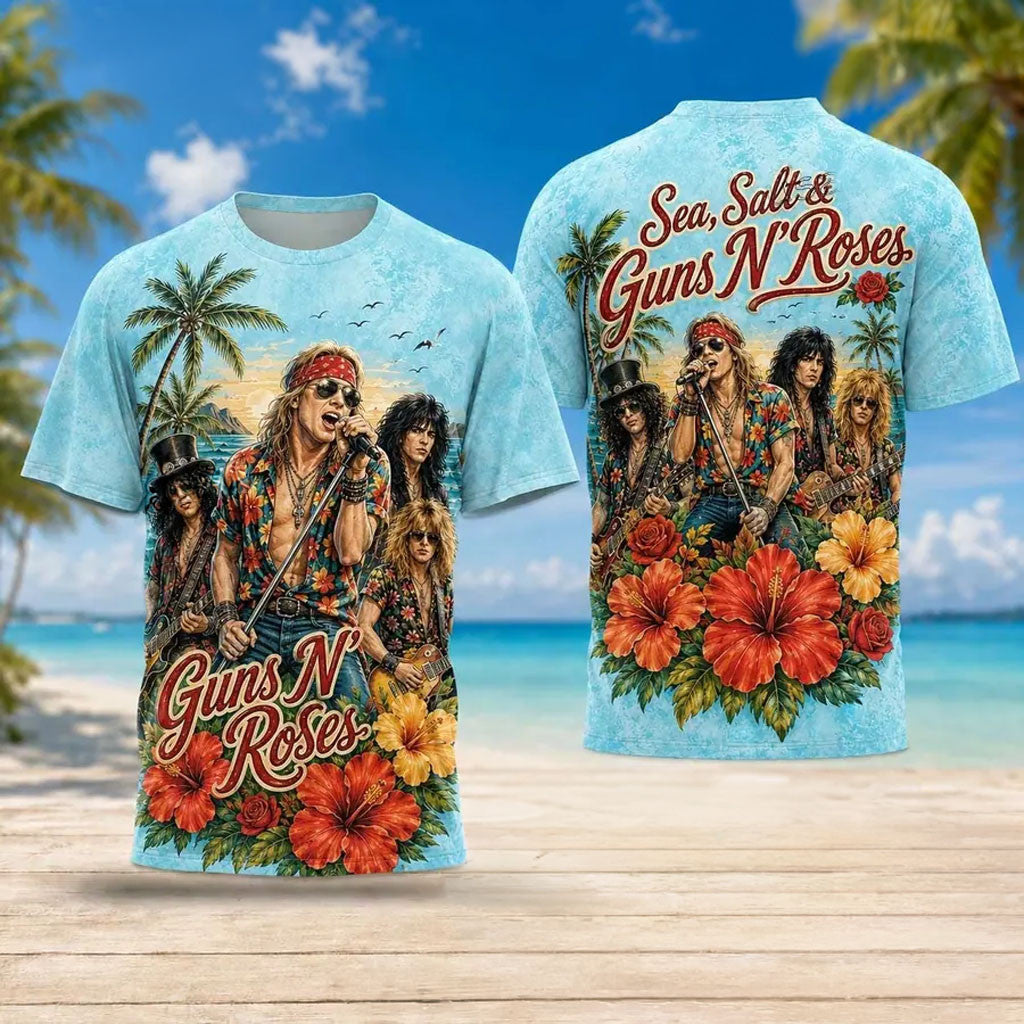 Guns N Roses Sea Salt Tropical Vibes T-Shirt Guns N Roses Merch Present For Band Fans - Merchluma