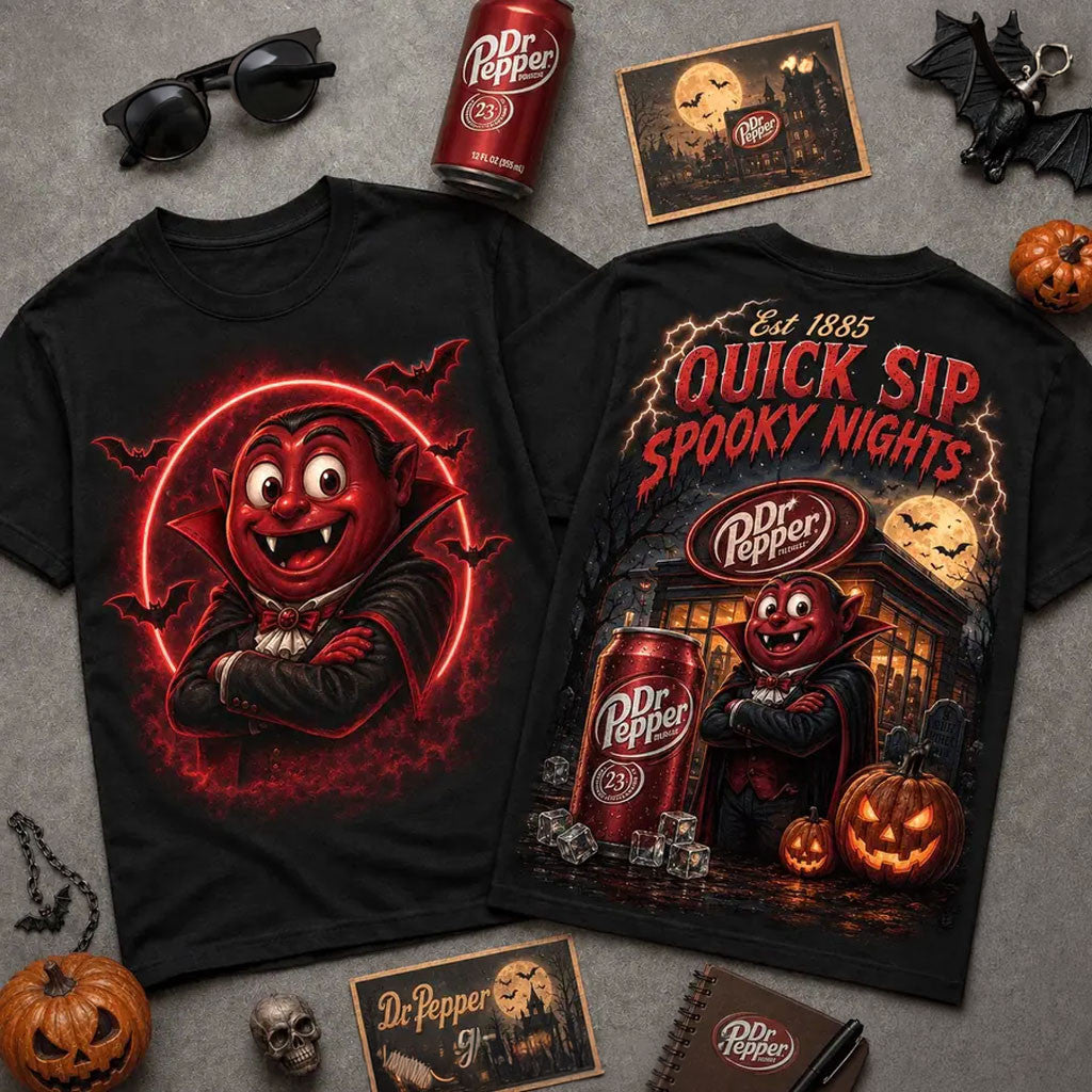 Dr Pepper Quick Sip Spooky Night Halloween 2026 T-Shirt Halloween Themed Presents - Merchluma