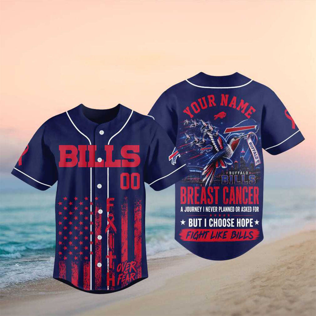 Personalized Buffalo Bills Breast Cancer Awareness Faith Baseball Jersey Buffalo Bills Merch - Merchluma