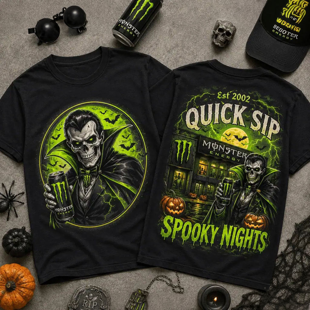 Monster Energy Quick Sip Spooky Night Halloween 2026 T-Shirt Halloween Gifts For Adults - Merchluma