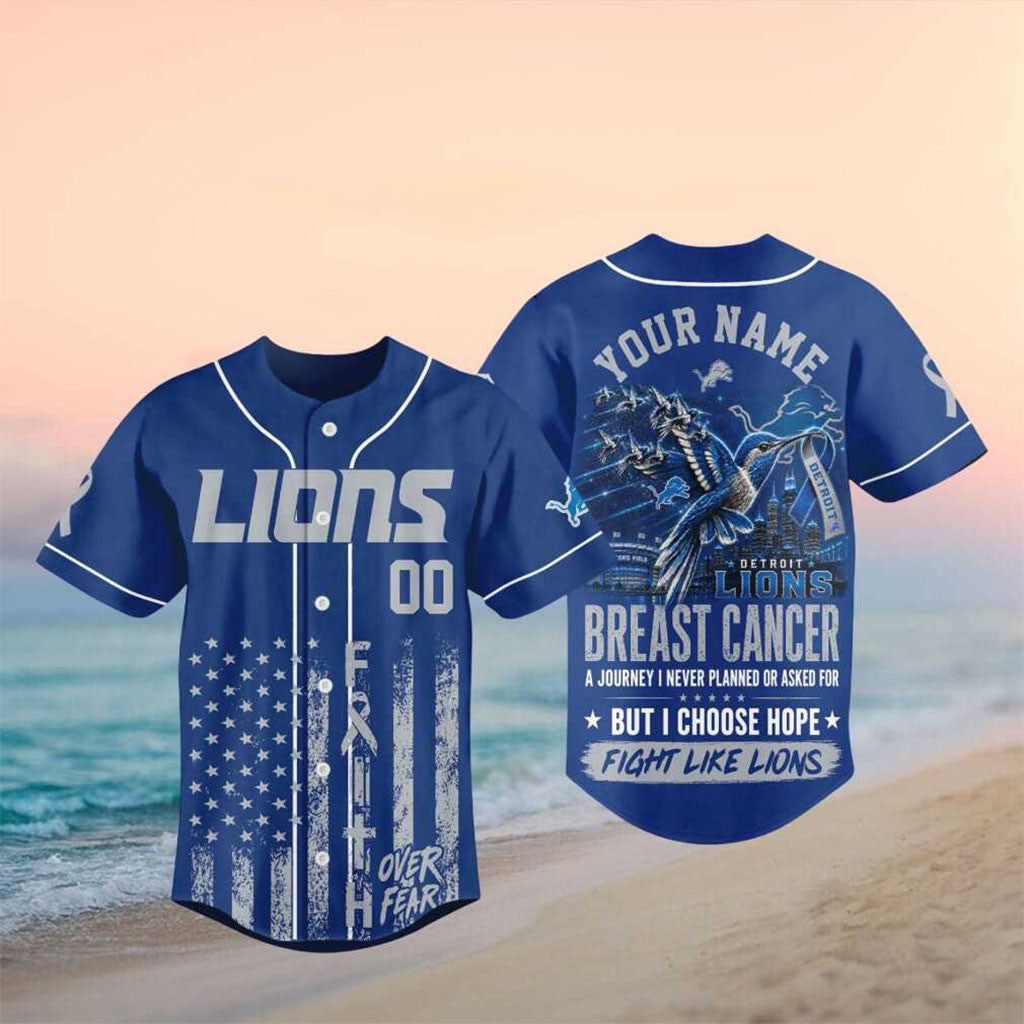 Personalized Detroit Lions Breast Cancer Awareness Faith Baseball Jersey Detroit Lions Merch - Merchluma