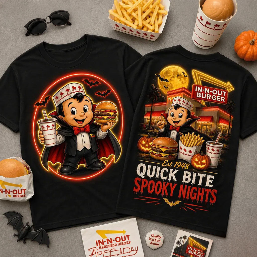 In-N-Out Burger Quick Bite Spooky Night 2026 T-Shirt Fast Food Lover Shirt Halloween Gifts - Merchluma